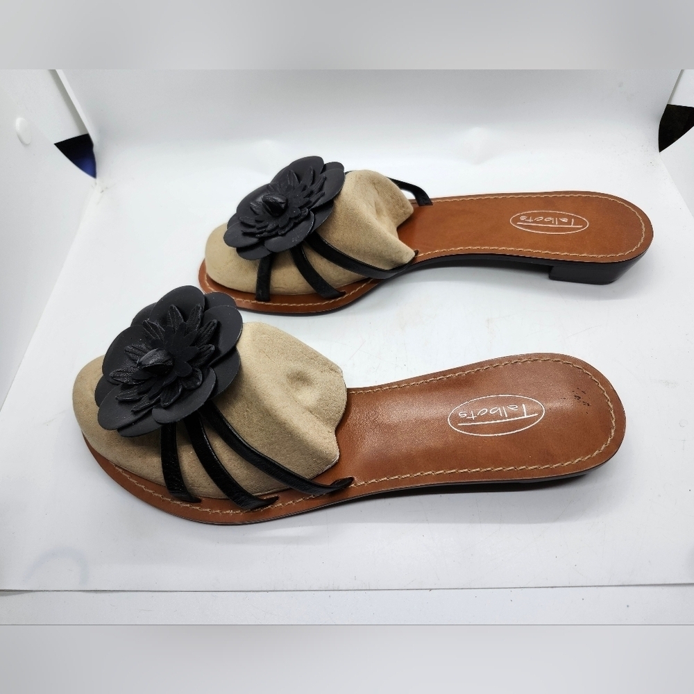 Talbots Black and Tan Floral Sandals Slip-On Style Sz 9b - Picture 4 of 7